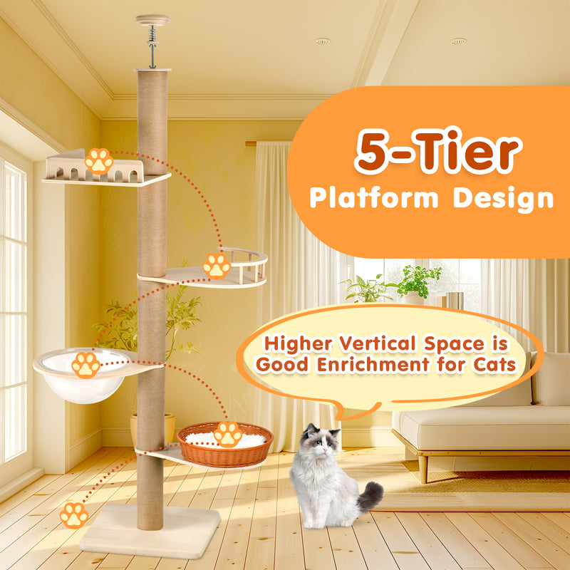 Advwin 5-Level Adjustable Cat Tree Tower 255–280cm
