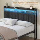 Advwin Storage Headboard Upholstered with Light Charging Station