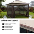 Advwin 3.3x3.3m Double Roof Gazebo Marquee with Mesh Panels