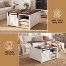 Advwin Square Lift Top Coffee Table with Sliding Barn Door