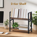 Advwin 2 Tier V-Shape Desktop Bookshelf Rustic Brown