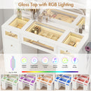Advwin Makeup Vanity w/ LED Glass Top & Charging Station
