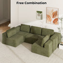 Advwin 415cm 5 Seater Sofa Convertible U Shaped Sofa Green (Pre-Order)