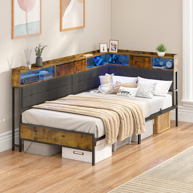 Advwin King Single Corner Bed Frame