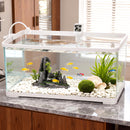 Advwin Fish Tank 50L with Artificial Hill 3-Color Lighting