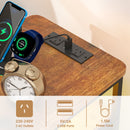 Advwin LED Narrow Bedside Table with Charging Station