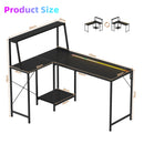 Advwin LED Gaming Desk w/ Adjustable Shelf & Power Outlets