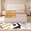 Advwin Hidden Storage Bed Frame w/ Charging Station Beige