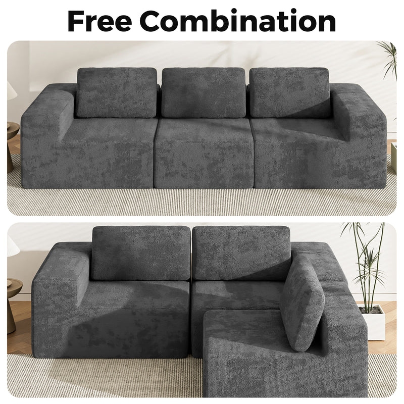 Advwin 190cm Modular Loveseat Sofa Chenille Fabric