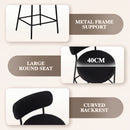 Advwin Bar Stools Set 2 Boucle Kitchen Counter Black