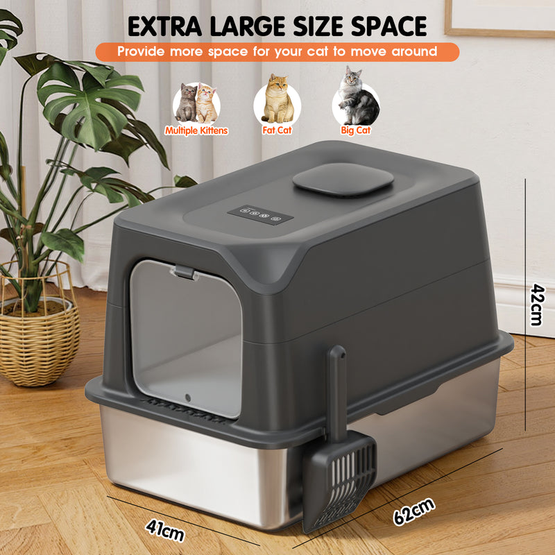 Advwin XL Stainless Steel Cat Litter Box with Lid