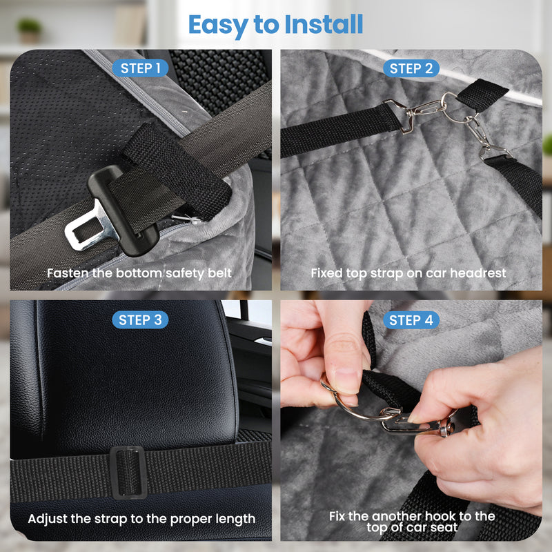 Advwin Dog Car Seat with Safety Belts & Storage