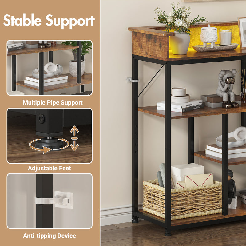 Advwin Narrow Console Table with and Charging Station