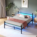 Advwin Metal Platform Bed Frame w/ Headboard Black