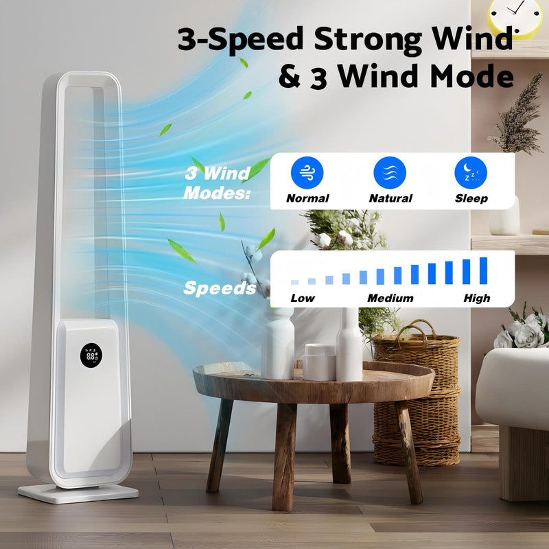 Advwin Quiet Bladeless Tower Fan with 4-Color Lights