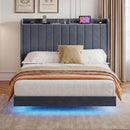 Advwin Velvet Floating Bed Frame with RGB LED