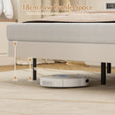 Advwin Velvet Upholstered Floating Bed Frame w/ LED