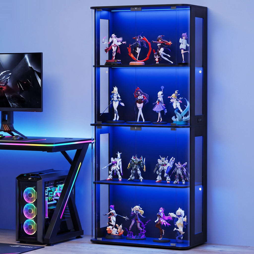 Advwin 4-tier Rounded Glass Display Cabinet