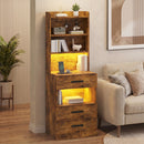 Advwin Tall Bedside Table with Charging Station