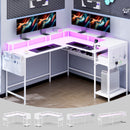 Advwin 150cm L Shaped Computer Desk w/ LED Lights