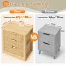 Advwin Fluted Bedside Table w/ 3 Drawers Natural Wood