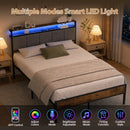 Advwin Queen Bed Frame with RGB LED & Charging Station