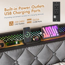 Advwin RGB LED Lights Bed Frame w/Charging Station
