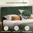 Advwin Upholstered Bed w/ Adjustable Headboard Green