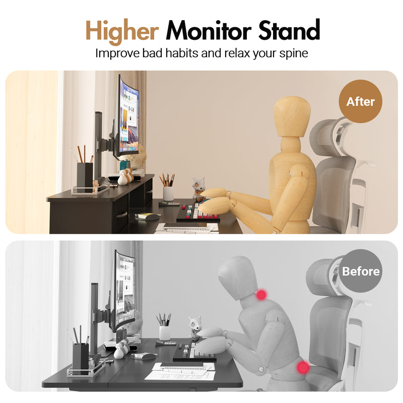 Advwin Electric Standing Desk with Monitor Stand Black