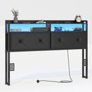 Advwin Headboard with LED Light Charging Station Black