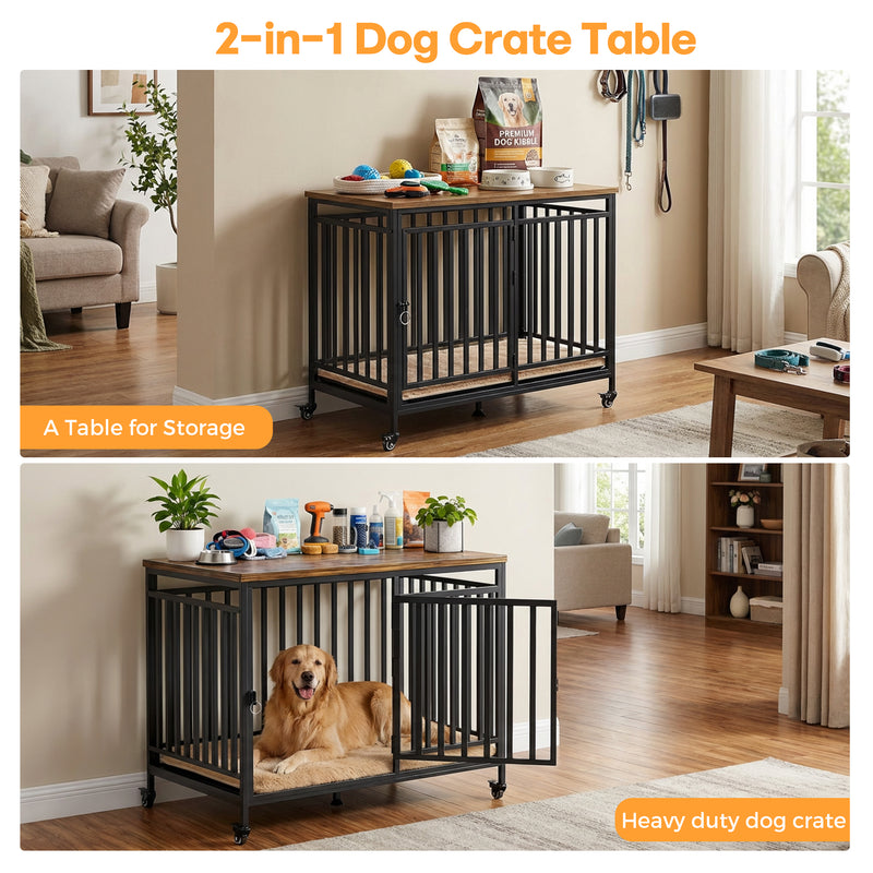 Advwin Heavy Duty Dog Kennel 101cm w/ Wheels Wooden Cage