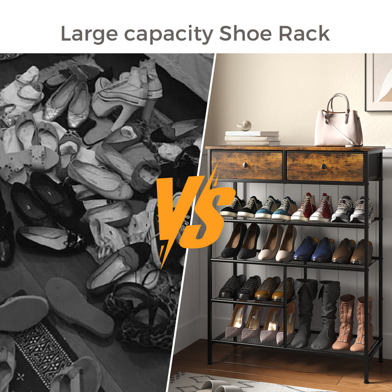 Advwin Shoe Rack Shoe Storage Organizer with 2 Drawers