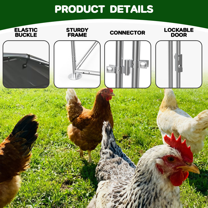 Advwin Large Metal Chicken Coop w/ Waterproof Cover