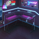 Advwin L Shaped Gaming Desk with LED Lights