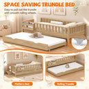 Advwin Low Wooden Kids Daybed with Trundle & Fence