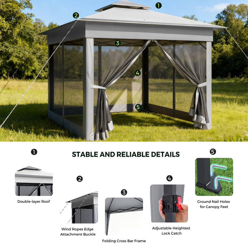 Advwin Pop-up Folding 3.3 * 3.3m Gazebo Marquee