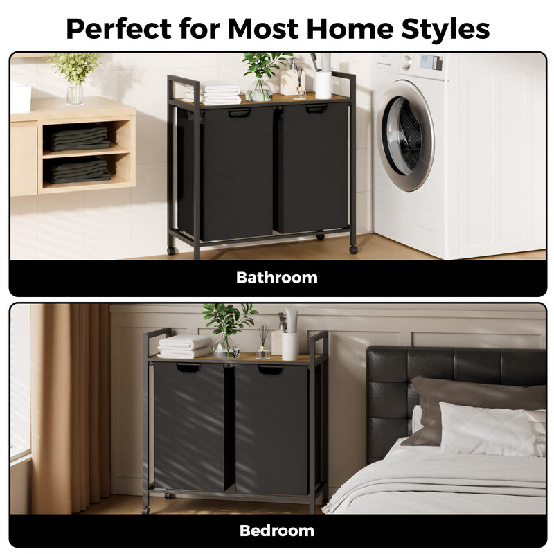 Advwin Laundry Hamper with Shelf & Removable Bags
