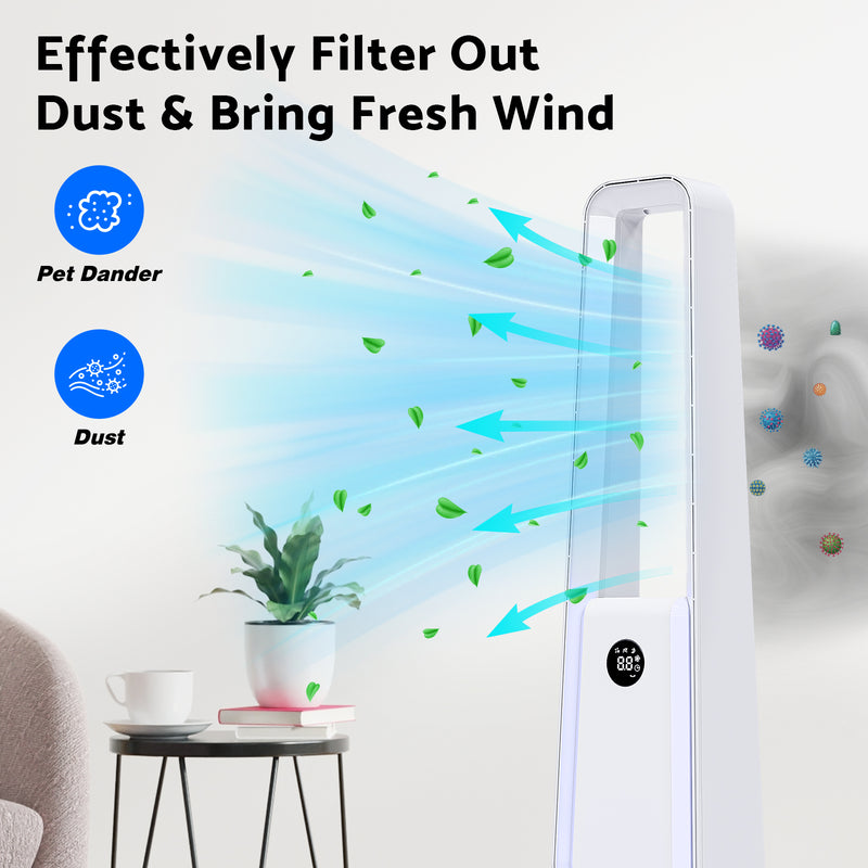 Advwin Quiet Bladeless Tower Fan with 4-Color Lights