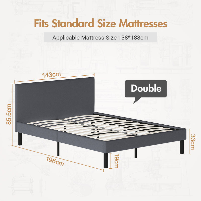 Advwin Bed Frame Double Size Mattress Base Upholstered