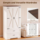 Advwin X-Barn Doors Wardrobe w/ 2 Drawers & Hanging Rail