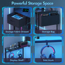 Advwin Gaming Desk with LED Lights & Storage Shelf