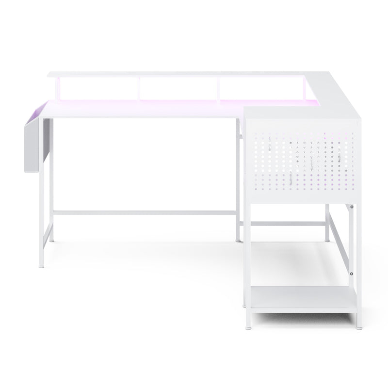 Advwin 150cm L Shaped Computer Desk w/ LED Lights