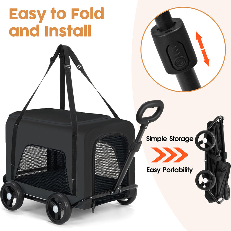 Advwin Foldable Pet Stroller with Removable Carrier