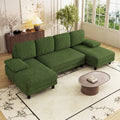 Advwin Sectiona Sofa 4-Seater Corduroy U Shape Couch