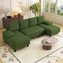 Advwin Sectiona Sofa 4-Seater Corduroy U Shape Couch