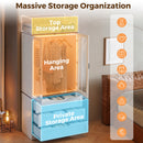Advwin LED Wardrobe Cabinet w/ Glass Doors & Hanging Rail