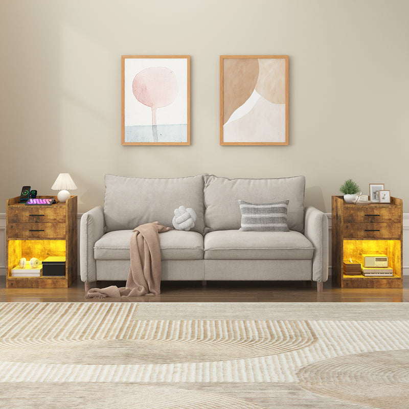 Advwin LED Bedside Table with Charging Station