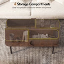 Advwin Fluted Coffee Table with Hidden Storage Walnut