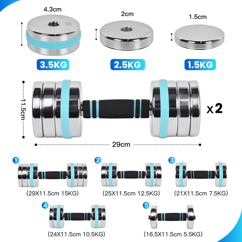Advwin Adjustable Dumbbells 2×15kg