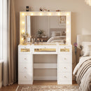 Advwin Makeup Vanity w/ LED Glass Top & Charging Station